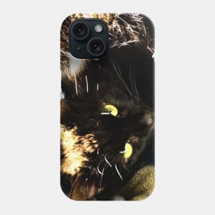 Green eyed black cat Phone Case