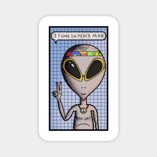 Hippie Alien Come in Peace Funny Magnet