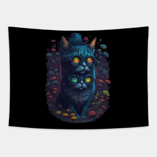 Techno Psy Shirt - Psychedelic Techno Cat - Catsondrugs.com - #psychedelic #psychedelicart #trippy #psytrance #art #psy #trippyart #music #trance #rave #love #psychedelictrance #psyart #digitalart #psytranceworld #trancefamily T-Shirt Tapestry