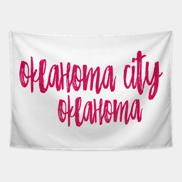 Oklahoma City Oklahoma - OK State Paint Brush Retro Red/Pink College Typography Tapestry by thepatriotshop