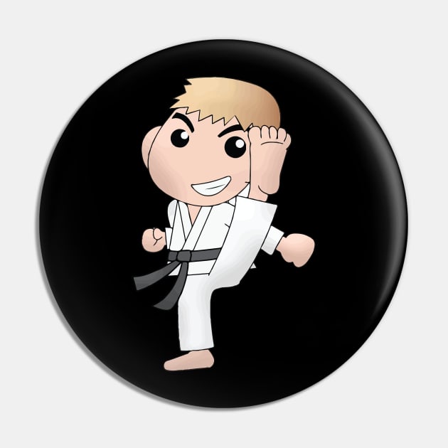 Karate Boy Kick Kawaii Male Anime Cartoon Character Pin by CoolFactorMerch