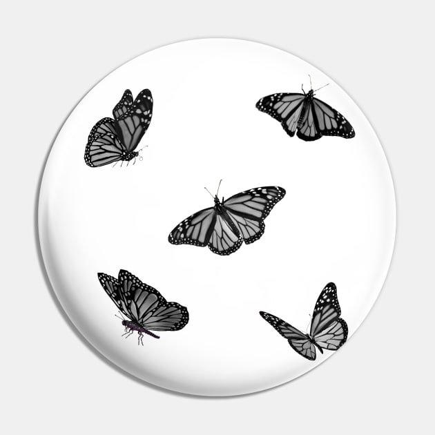 Black And White Butterflies Sticker Pack Pin by casserolestan