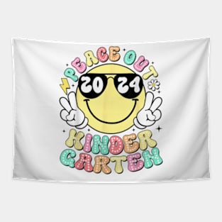 Peace Out Second Grade Retro Smile Last Day Of School 2024 T-Shirt Tapestry