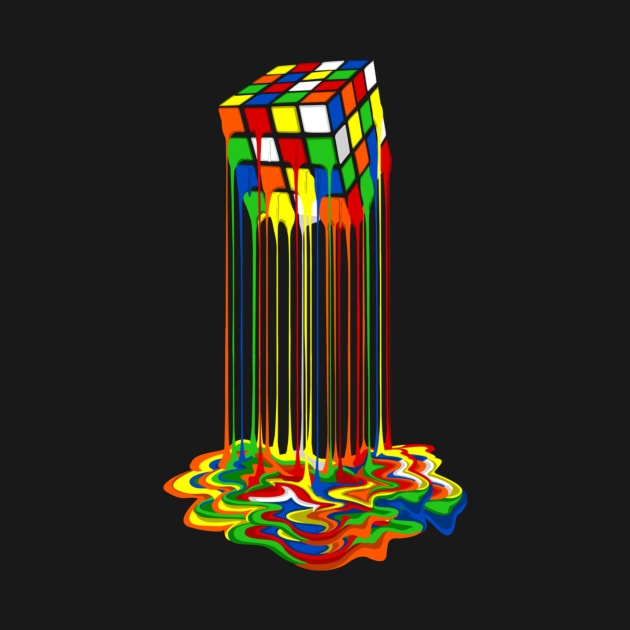 Rainbow Abstraction Melted Rubiks Cube by Lindomar