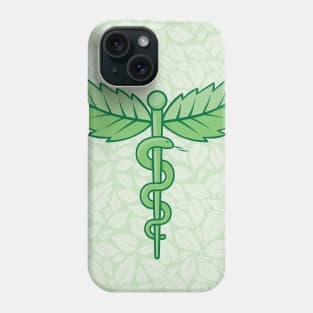 Caduceus with Leaves Background Phone Case