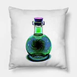 Black hole galaxy potion blue green purple Pillow