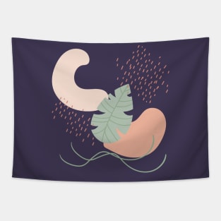 Abstract shapes lines and leaf digital design illustration Tapestry