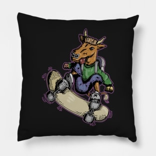 Funny Skater Cow Skateboarding Pillow