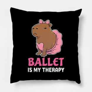 Ballet is my therapy cartoon Capybara Pillow