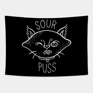 Sour Puss - White Tapestry