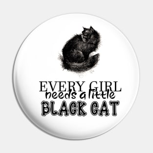Black Cat llustration with Quote Pin