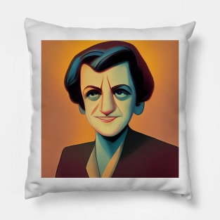 Ayn Rand Portrait | Cartoon Style Pillow