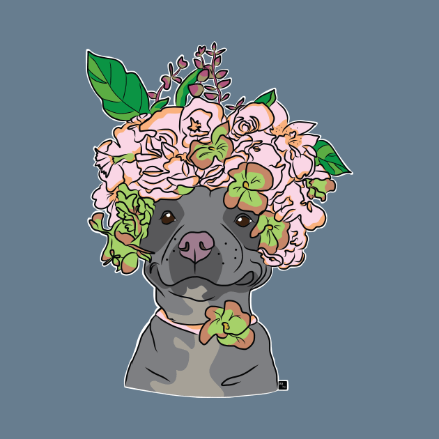 Pretty Pittie with Flower Crown by AltTabStudio