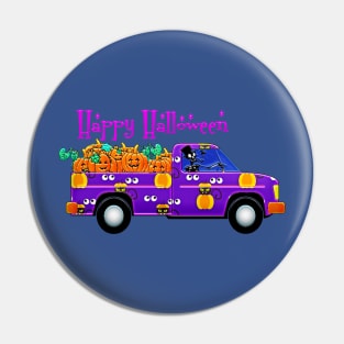 Halloween Pumpkin Pink Truck Pin