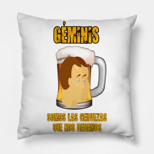 Fun design for lovers of beer and good liquor. Gemini sign Pillow