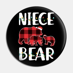 Niece Bear Red Plaid Christmas Pajama Matching Family Gift Pin