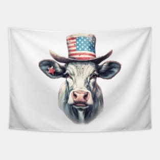 4th of July Cow Portrait Tapestry