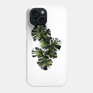 Fantasy Flowers digital artwork in Lime Green, Black, and White Phone Case