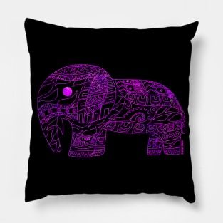 black pattern elephant ecopop Pillow