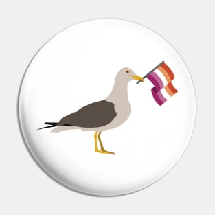 Seagull Holding Lesbian Pride Flag Pin