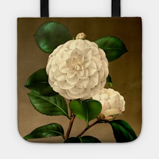 White flower on a brown background. Tote