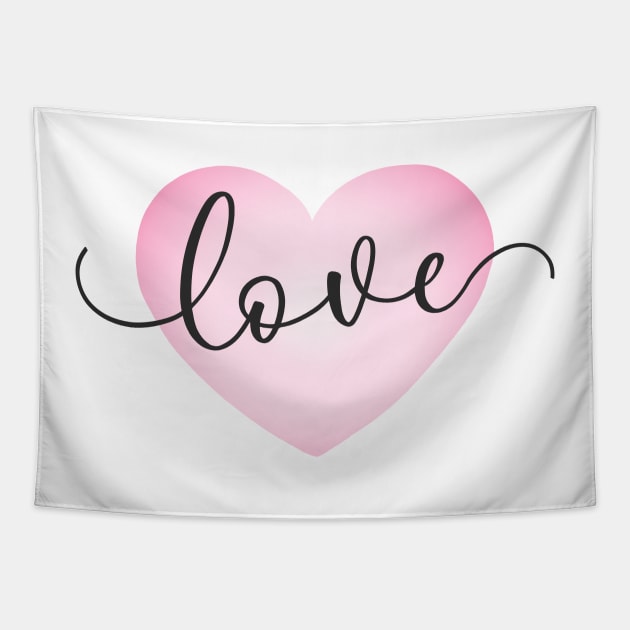 Simple Love Pink Heart Valentine's Day Calligraphy Tapestry by Jasmine Anderson