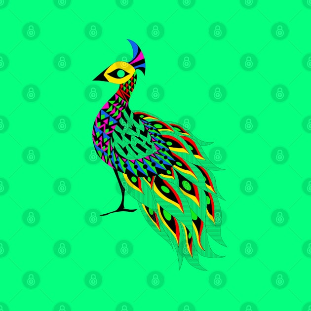 shining phoenix peacock ecopop pattern by jorge_lebeau