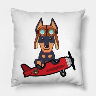 Cute alsatian is in a vintage plane Pillow