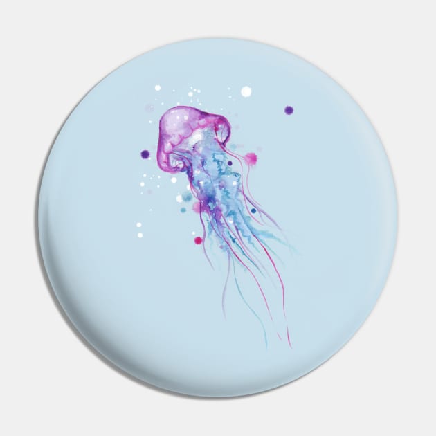 Jellyfish Watercolor 2.0 Pin by LVBart