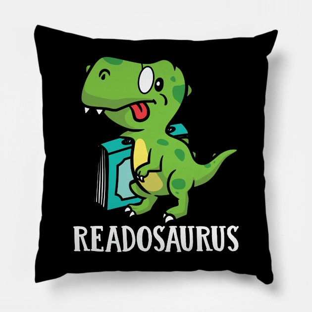 Readosaurus - book and dinosaurs lovers Pillow by GothicDesigns