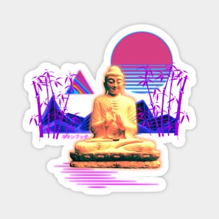 Neon Buddha Vaporwave Synthwave Magnet
