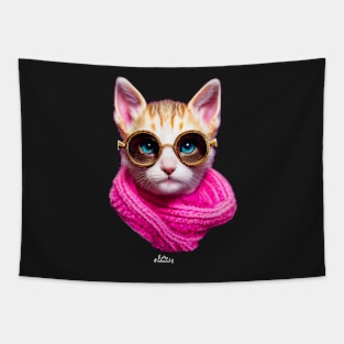 Cat with scarf and glasses Tapestry