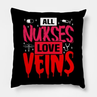 All Nurses Love Veins, Halloween Nurse Vampire Pillow