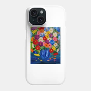 This beautiful painting features vibrant hues of abstract flowers set against a stunning glass vase Phone Case