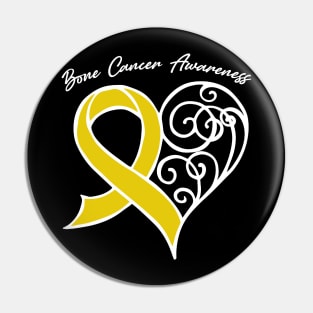 Bone Cancer Awareness Heart Ribbon Gift Valentines Day - In This Family Nobody Fights Alone Pin