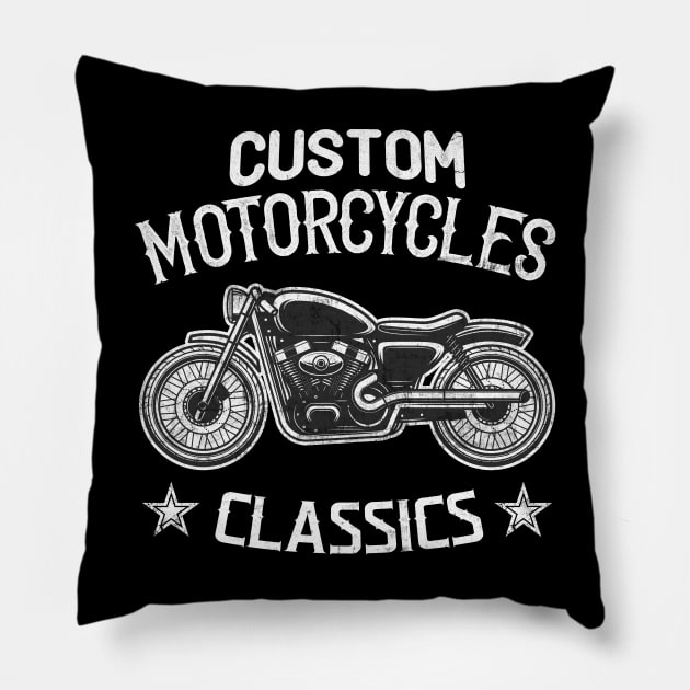 Vintage Custom Motorcycles Pillow by Foxxy Merch