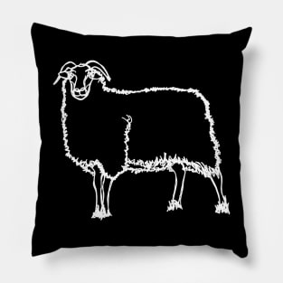 Sheep white line art Pillow