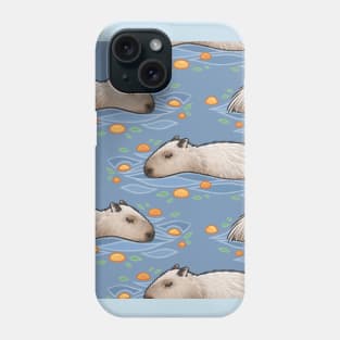 Capybara with oranges in hot spring Phone Case