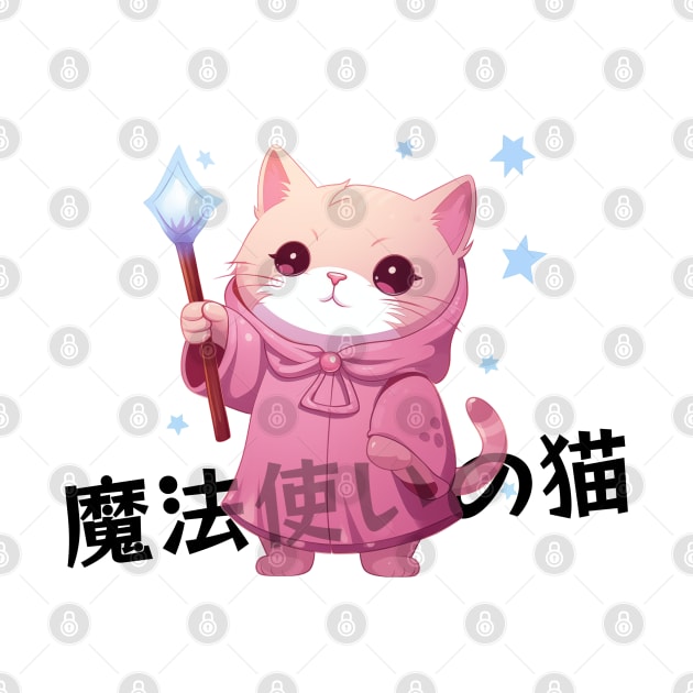 Cute Wizard Cat Japanese Text by MugsForReal