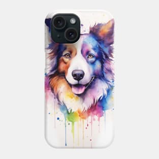 Colorful Border Collie Rainbow Dog Watercolor Dog Phone Case