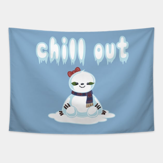 Snow Sloth says Chill Out Tapestry by SlothgirlArt