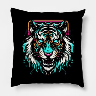 Neon Colored Tiger Pillow