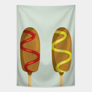 Corndogs with Ketchup and Mustard Tapestry