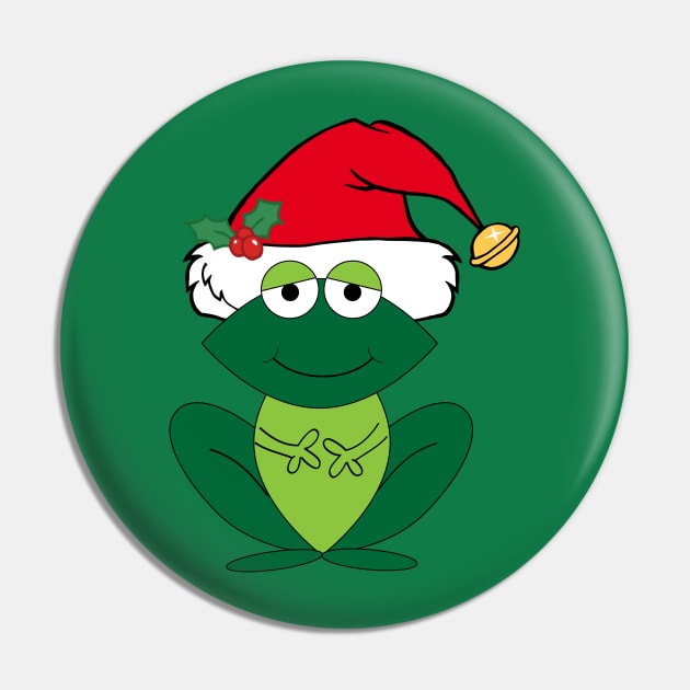 Cute Christmas Frog in Santa Hat Pin by epiclovedesigns