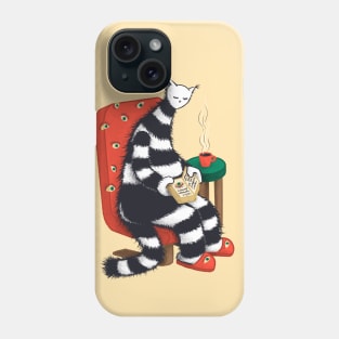 Weird Cat Reading At Home Book Lover Phone Case