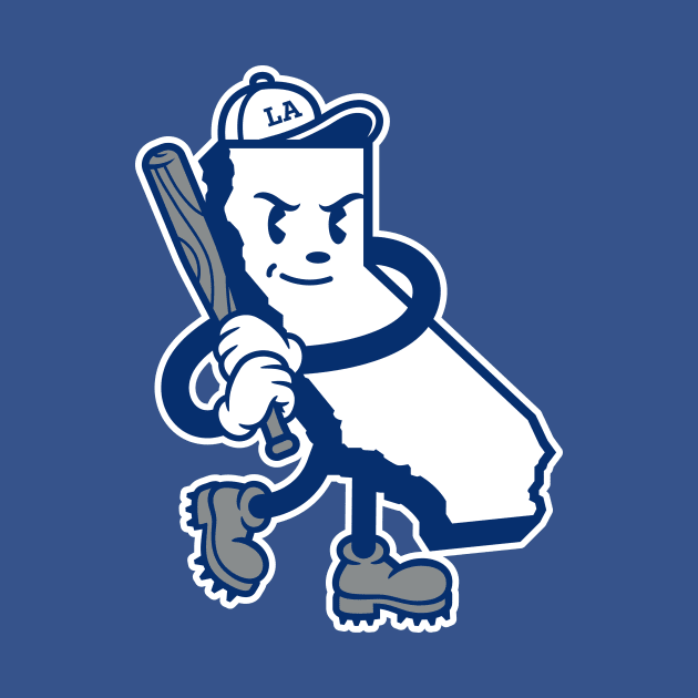 Los Angeles 'Baseball State' Fan T-Shirt: Swing into SoCal Style with a Cartoon Mascot and California Flair! by CC0hort