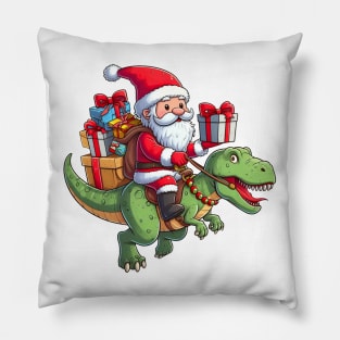 Santa Claus Riding T-REX Pillow