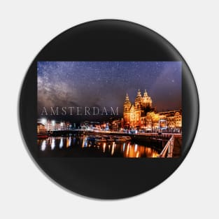 Starry Night Amsterdam Skyline Pin