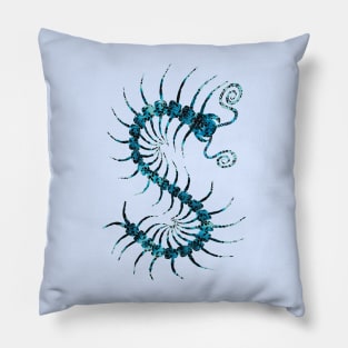 Black on Blue Ornate Centipede Pillow