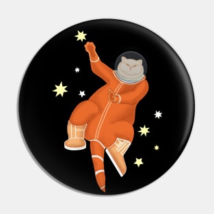 Space cat. Cat astronaut in an orange spacesuit Pin